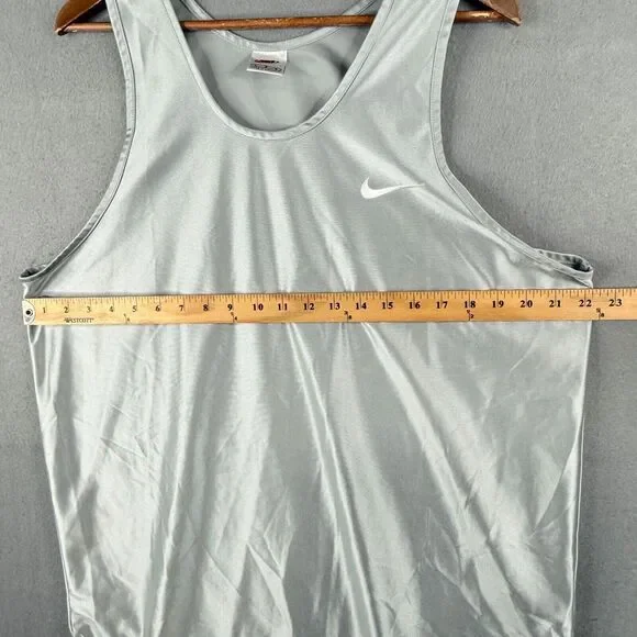 Vintage Nike Satin Basketball Jersey Top Mens Large Silver Hoop Gym Workout - Picture 8 of 11